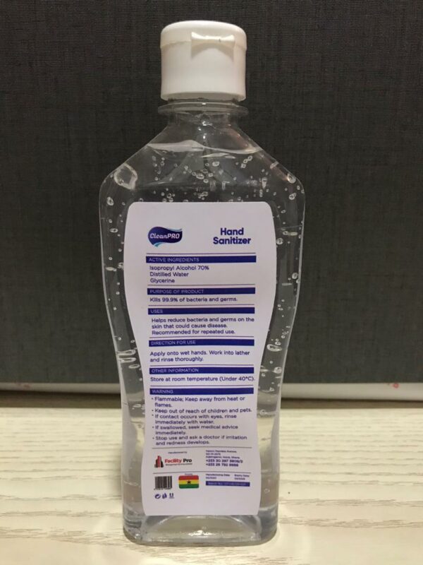 CleanPro Hand Sanitizer Gel 350ml back